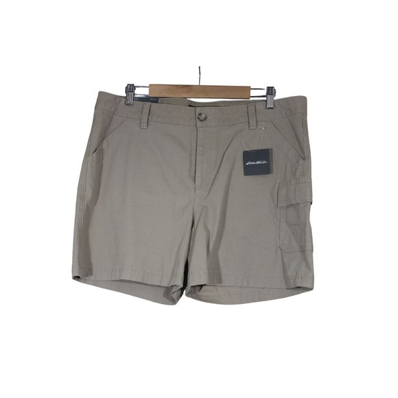Eddie Bauer women's slightly curvy high‎ rise khaki canvas utility shorts 16 - Picture 1 of 14